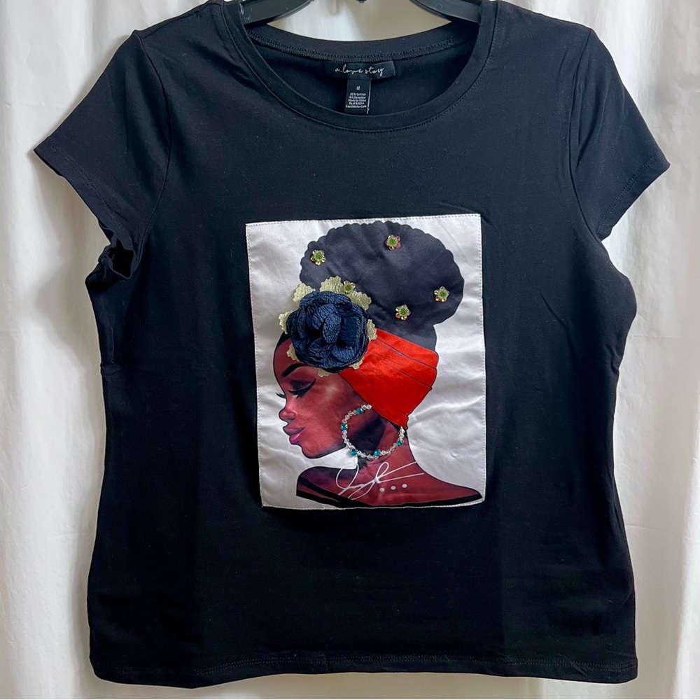 A Love Story Lola Print T-Shirt Black/Diva Multi Size M